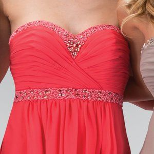 NEW SLEEVELESS A-LINE CHIFFON DRESS EMBROIDERED WITH RHINESTONES & BEADS GL2165